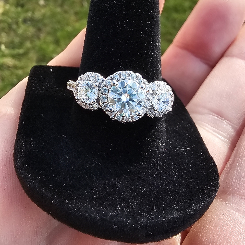 Sterling Silver Three-Stone MOISSANITE Ring
